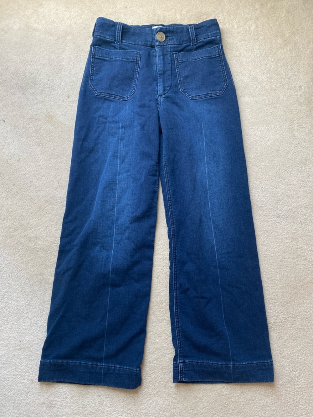 Maeve Womens 25P The Colette Wide-Leg Denim Jeans Blue High-Rise Full Length